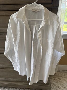 LOFT White Relaxed Button-Down Shirt
